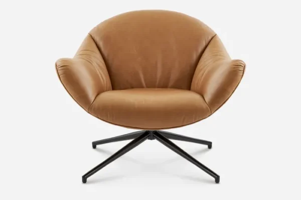 Arden Leather Swivel Armchair - Image 3