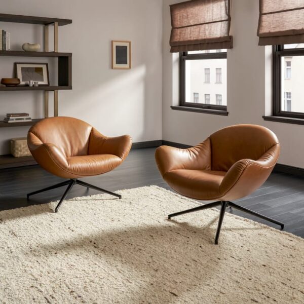 Arden Leather Swivel Armchair - Image 6