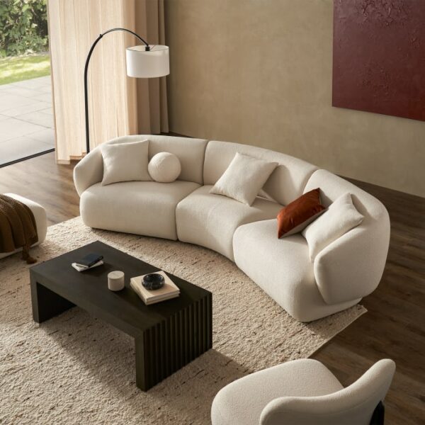 Auburn Performance Fabric Curve 3 Seater Sofa - Image 3