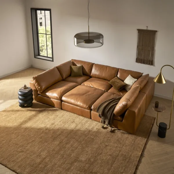 Dawson Leather Pit-Sectional Sofa