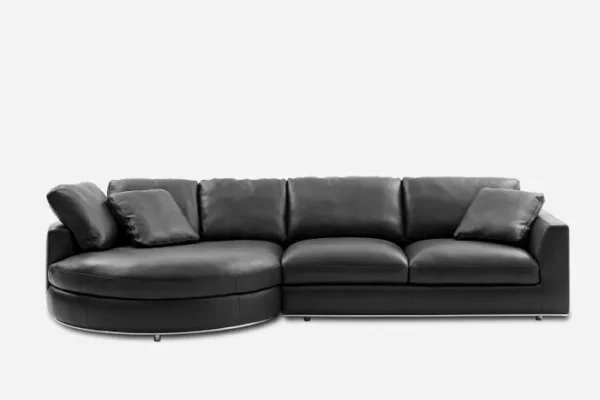 Hamilton Leather Round Chaise Sectional Sofa - Image 5