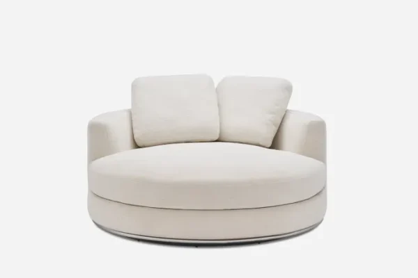 Hamilton Round Performance Fabric Swivel Armchair and a Half - Image 5