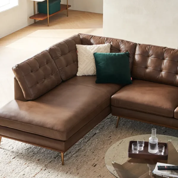 Isaac Leather Terminal Chaise Sectional Sofa - Image 4