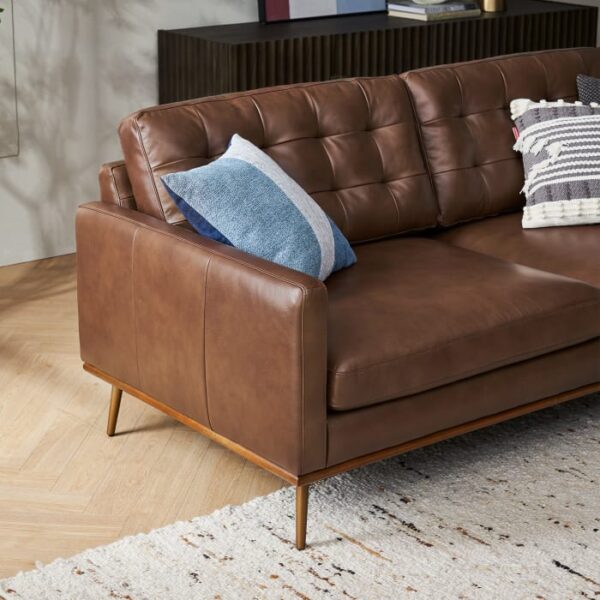 Isaac Leather Terminal Chaise Sectional Sofa - Image 3