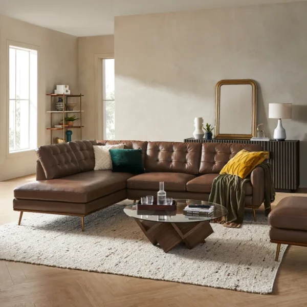 Isaac Leather Terminal Chaise Sectional Sofa - Image 7