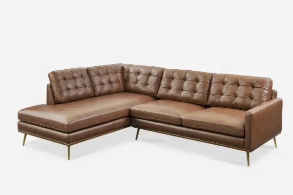 Isaac Leather Terminal Chaise Sectional Sofa - Image 8