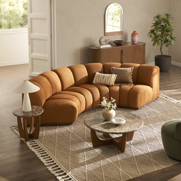 Marlow Performance Bouclé Curve 3 Seater Sofa - Image 6