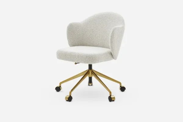 Simone Performance Bouclé Office Chair, Antique Brass - Image 5