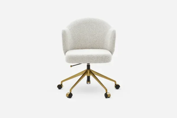 Simone Performance Bouclé Office Chair, Antique Brass - Image 2