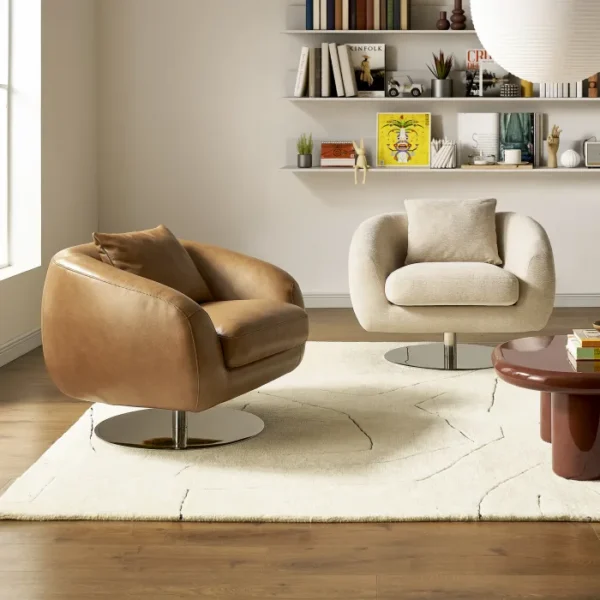 Xander Leather Swivel Armchair - Image 6