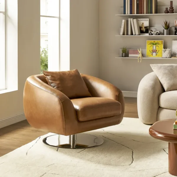 Xander Leather Swivel Armchair